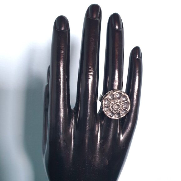 🌼 One-of-a-Kind Vintage Scandinavian Silver Floral Adjustable Statement Ring 🌼 - Picture 13 of 15